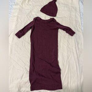 Kindred Bravely Plum Infant Gown and Beanie Set